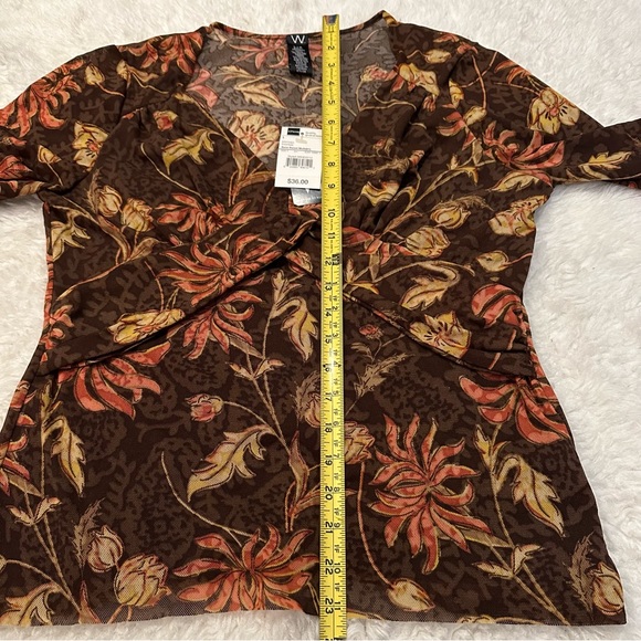 JCPenny boho fall colors V-neck bell sleeve shirt - Picture 6 of 12